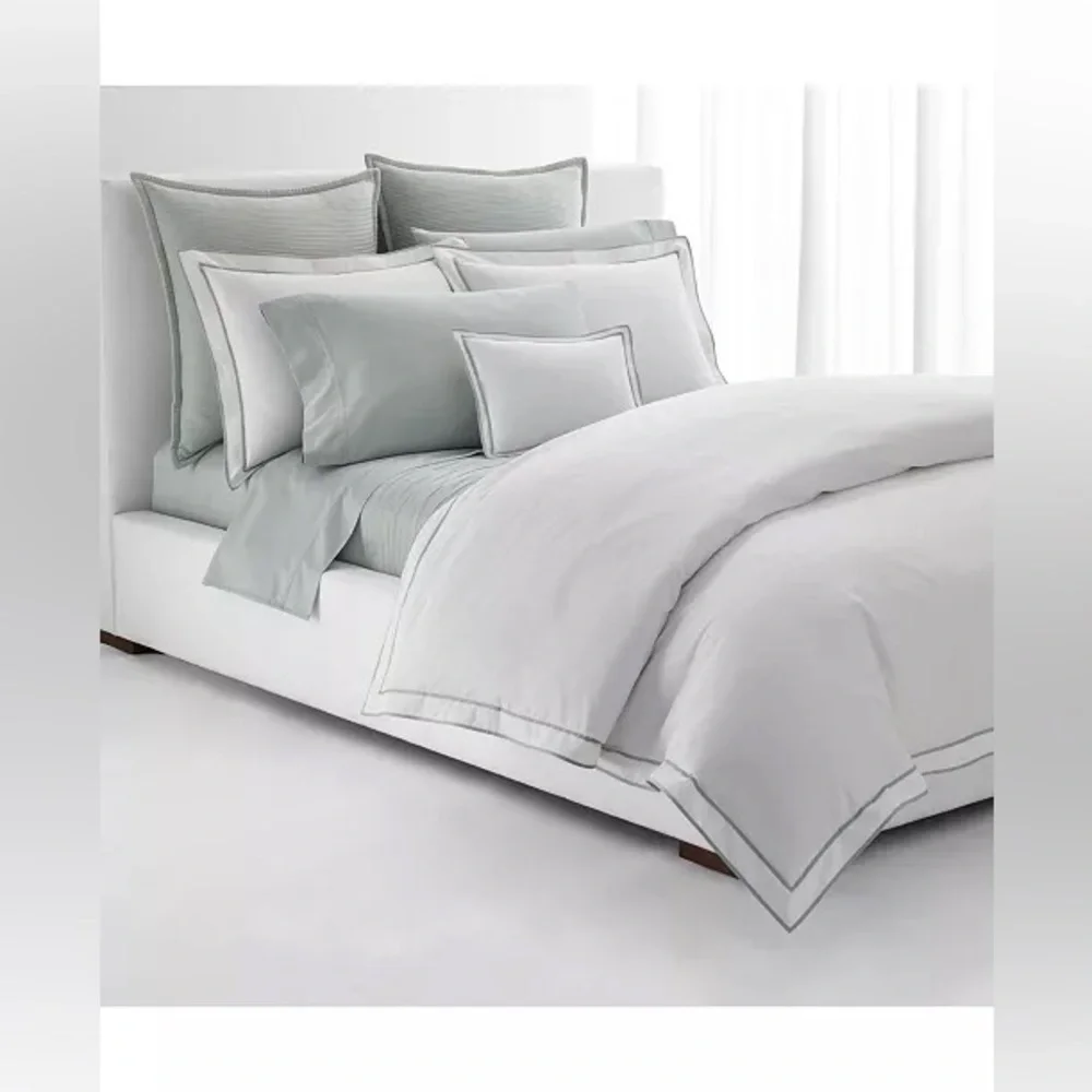 Lauren Ralph Lauren Spencer Border Sateen Full/Queen Duvet Cover Wht Sage